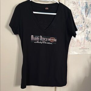 Harley-Davidson Black V-Neck Short Sleeve Tee
